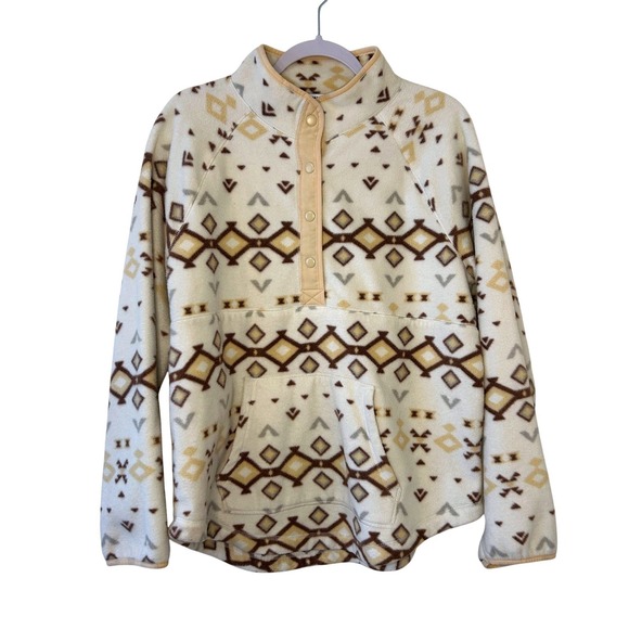 SONOMA Aztec Print Snap Neck Fleece Pullover Sweatshirt  L - Picture 2 of 8